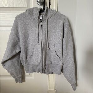 Aritzia Light Gray Zip-Up Hoodie